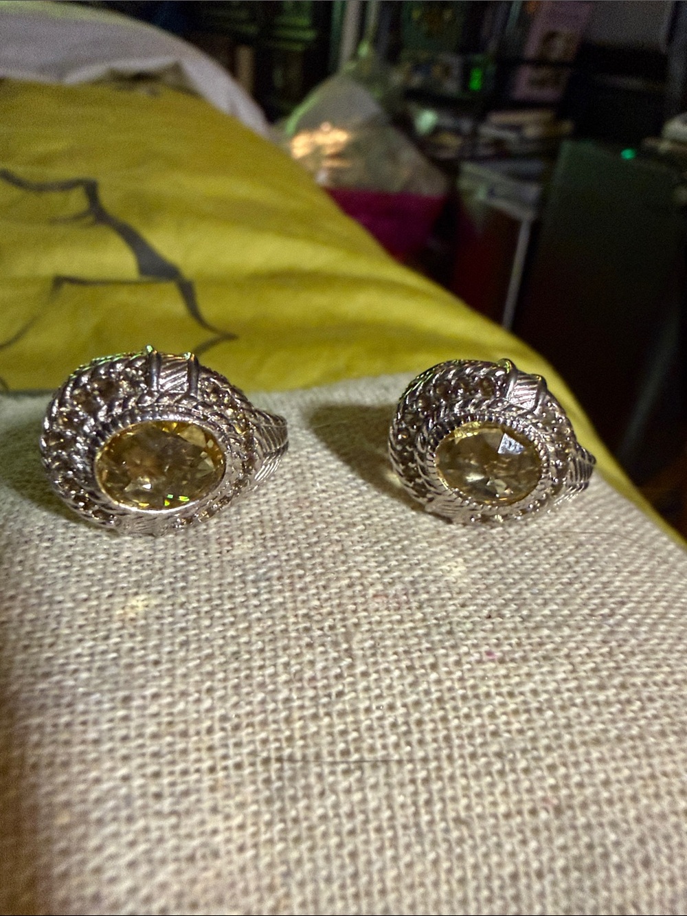 Sterling silver Judith Ripka Citrine and CZ clip on earrings
